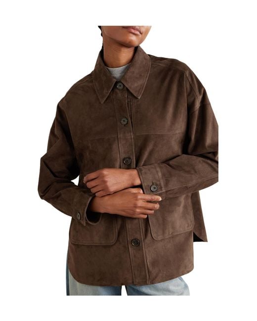 Arma Brown Oversized Paneled Suede Jacket