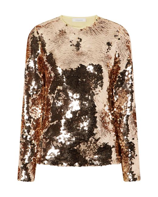 Rabanne Brown Sequinpattern Longsleeve Top