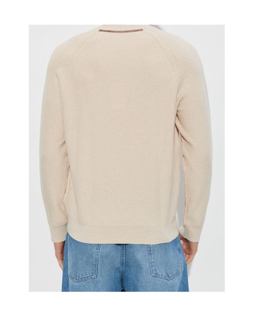 Paul Smith White Ribbed Sweater for men
