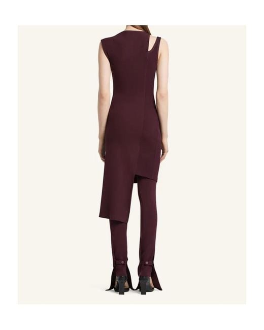 Courreges Red Asymmetrical Ribbed Midi Dress