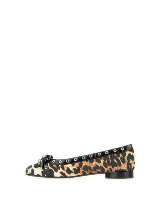 Ganni Multicolor Leopard-Print Ballerina Shoes