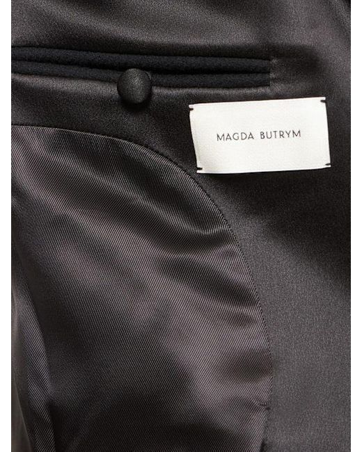 Magda Butrym Black Gabardine Double-Breasted Long Coat