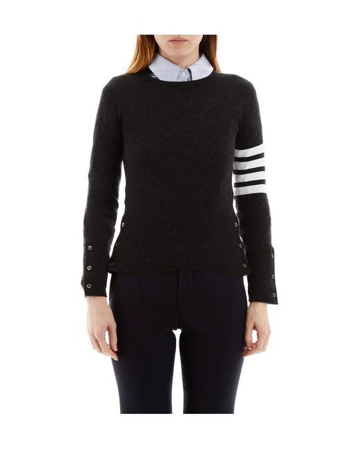 Thom Browne Black 4-Bar Crewneck Jumper
