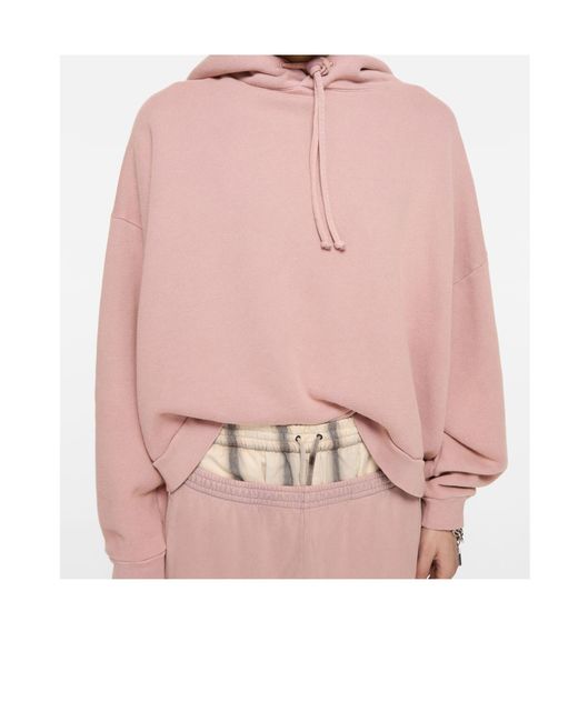 Acne Pink Logo Patch Drawstring Hoodie for men