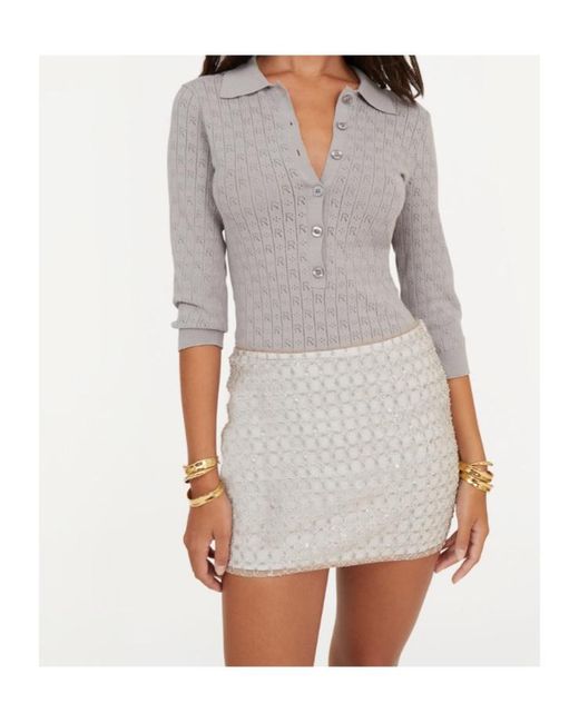 ROTATE BIRGER CHRISTENSEN Gray Beaded Mini Skirt