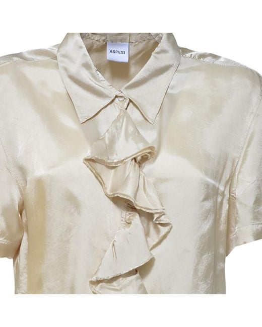 Aspesi White Ruffle Front Blouse