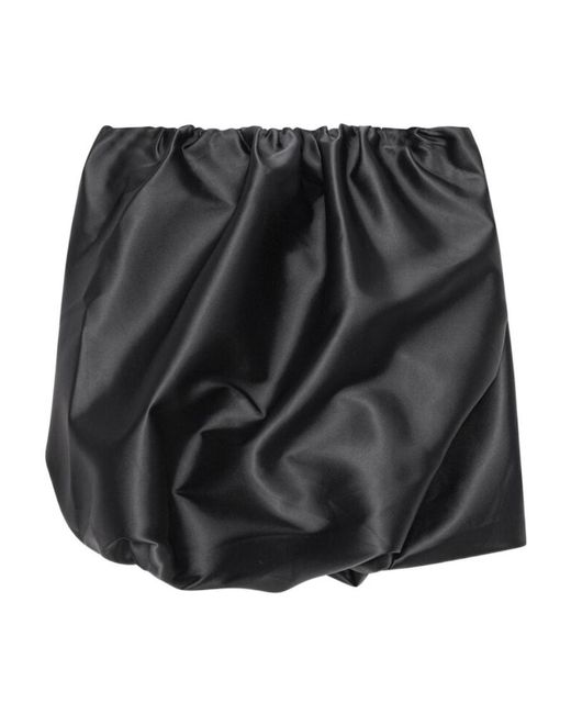 Ganni Black Double Satin Mini Skirt