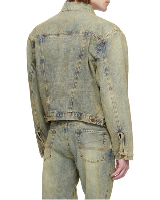 Entire studios Green Button-Front Denim Jacket for men
