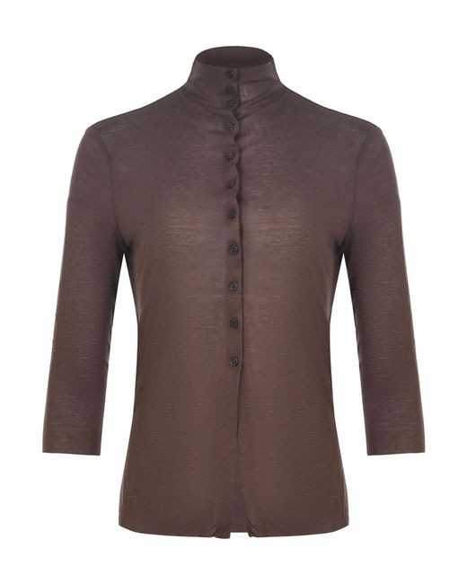 Alysi Brown Long Sleeve Fine-Knit Top