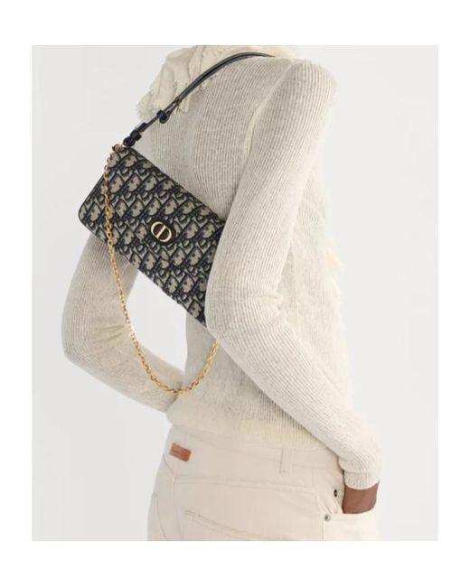 Dior White 30 Montaigne D-Vine Pouch With Chain