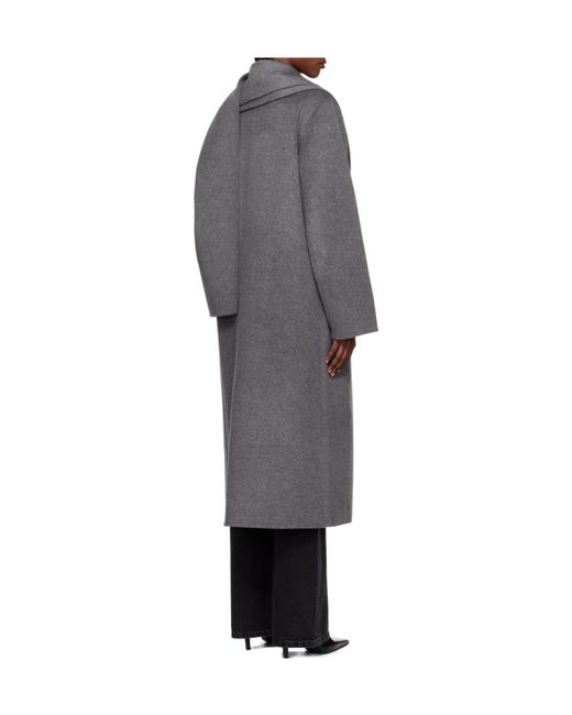 Rohe Gray Double-Sided Scarf Collar Coat