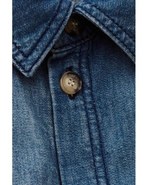 Ba&sh Blue Long-Sleeved Denim Jumpsuit