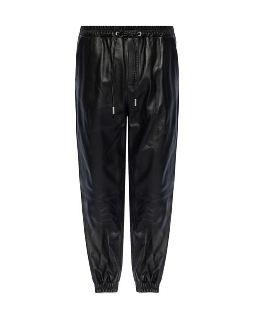 Off-White c/o Virgil Abloh Black Drawstring Leather Trousers for men