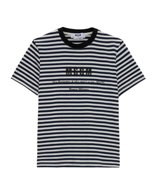 MSGM Black Striped Crewenck T-Shirt