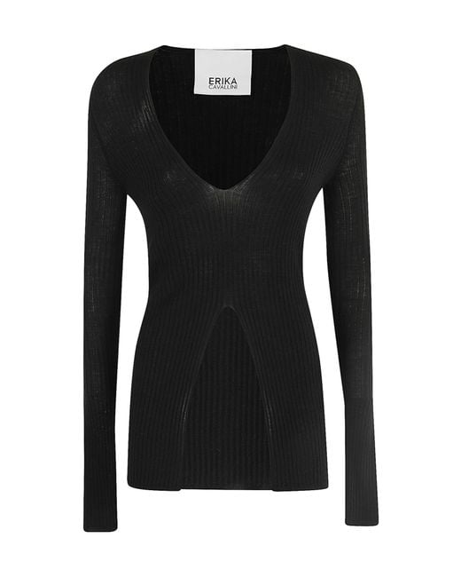 Erika Cavallini Semi Couture Black Long-Sleeved Sweater