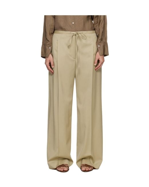 Rohe Natural Drawstring Pleated Trousers