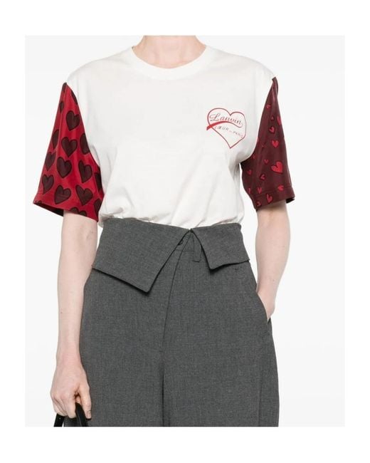 Lanvin Red Heart-Print Short-Sleeve T-Shirt