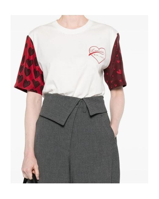 Lanvin Red Heart-Print Short-Sleeve T-Shirt