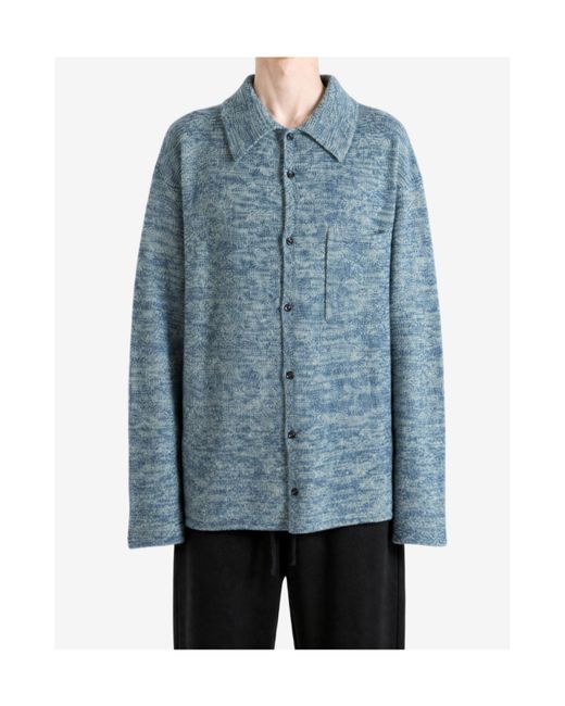 The Elder Statesman Blue Knitted Buttoned Shirt for men