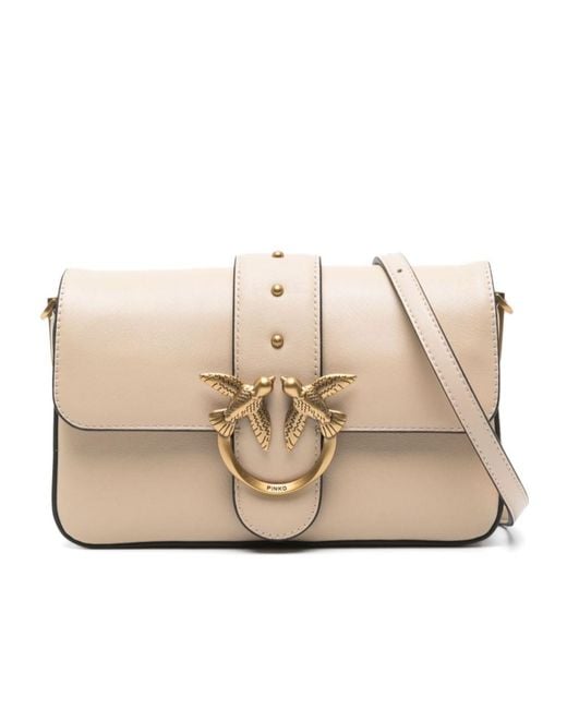Pinko Natural Mini Love Birds-Detail Shoulder Bag