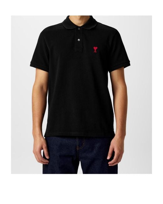 AMI Black Adc Polo for men