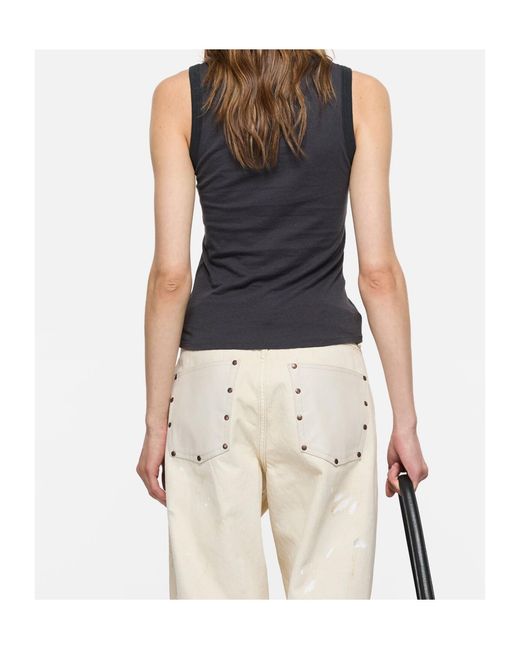 Acne Black Graphic-Print Tank Top