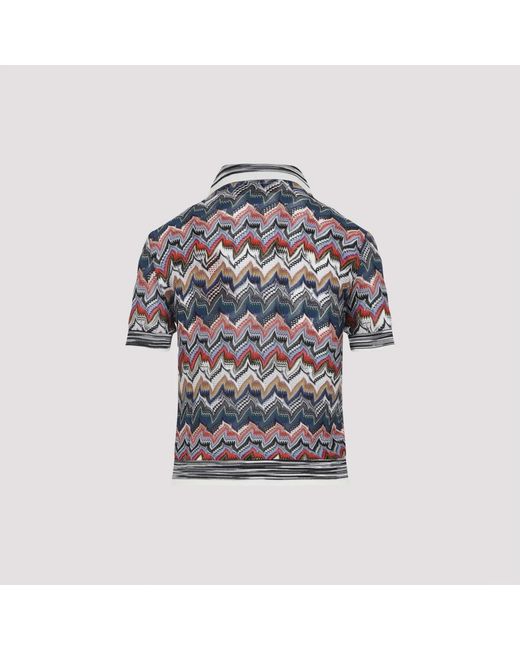 Missoni Gray Embroidered Lace Short Sleeve Polo