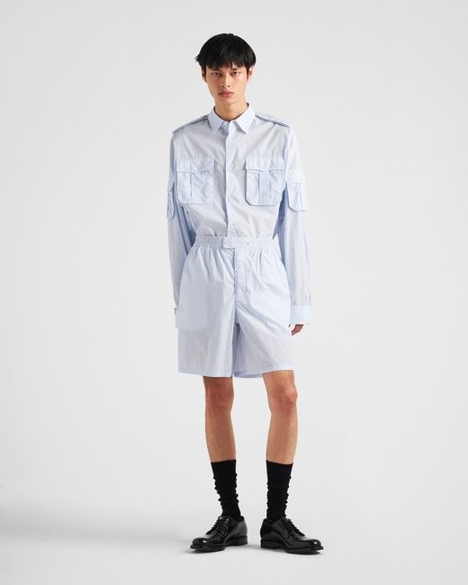 Prada Blue Striped Knee-Length Deck Shorts for men
