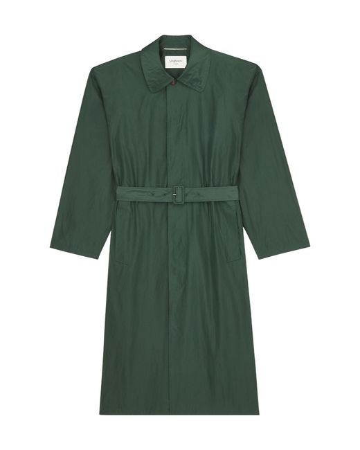 Saint Laurent Green Silk Trench Coat for men