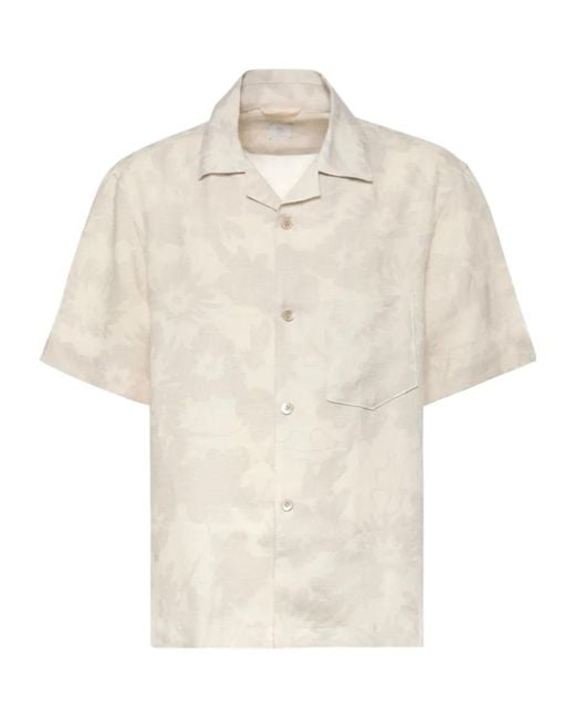 Eleventy White Paisley Short-Sleeves Shirt for men
