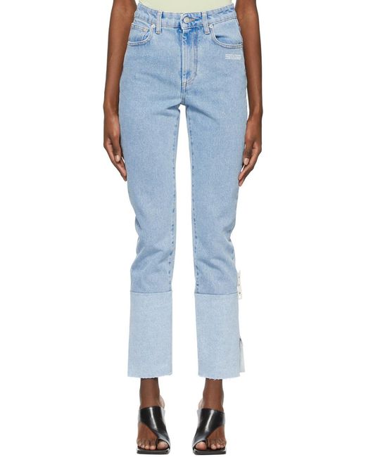 Off-White c/o Virgil Abloh Blue High-Rise Straight-Leg Jeans
