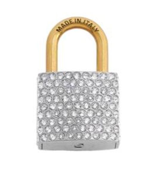 Balenciaga White Bb Padlock Bag Keychain