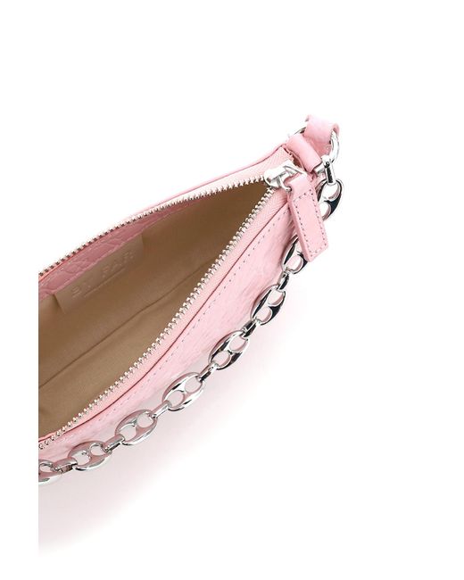 By Far Pink Mini Rachel Pebbled Shoulder Bag