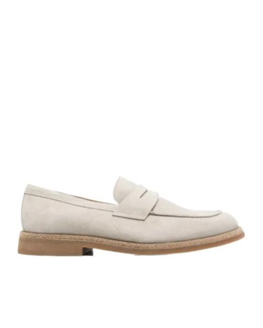 Eleventy White Suede Loafers for men