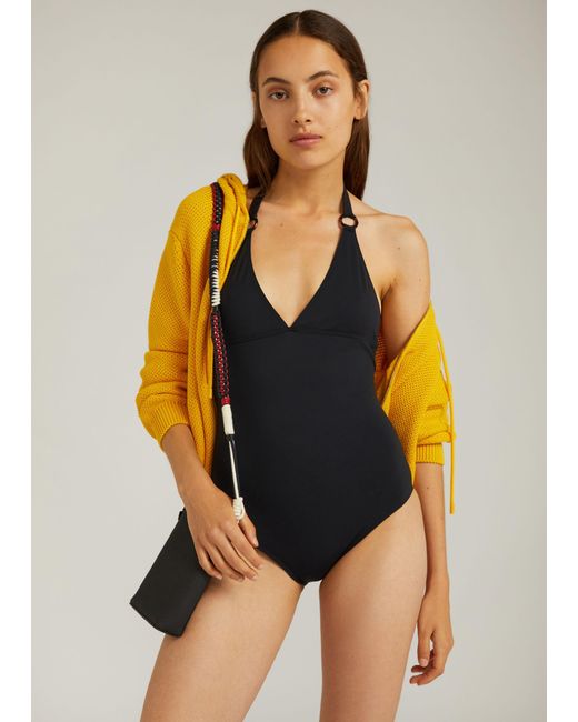 Loro Piana Blue Halter One Piece Swimsuit