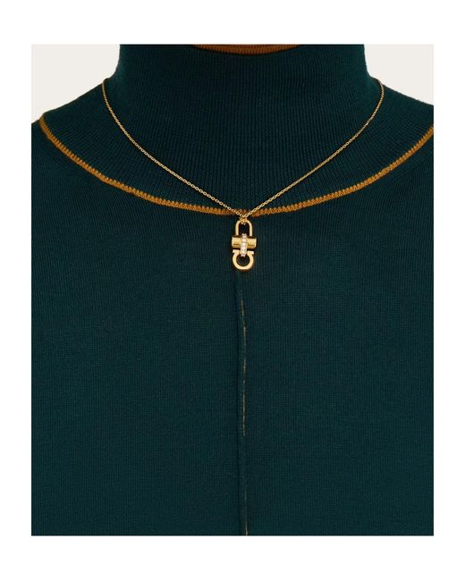 Ferragamo White Lock Pendant Necklace