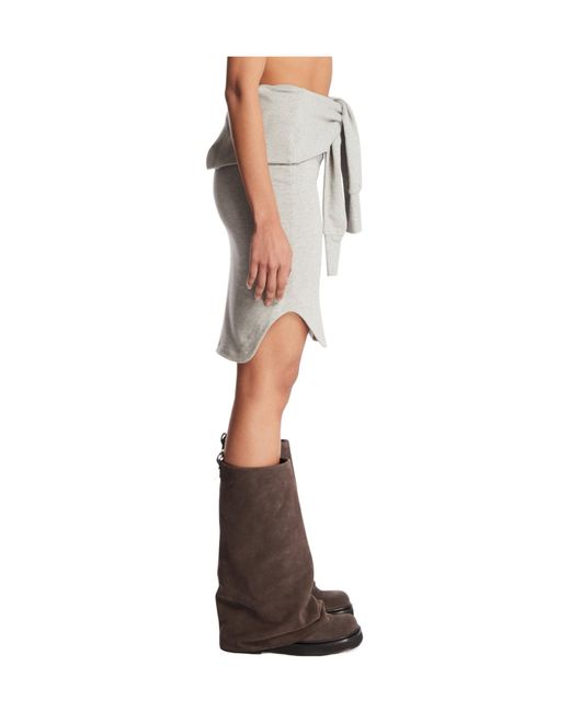 The Attico Gray The Sweatshirt Tied Fleece Mini Skirt