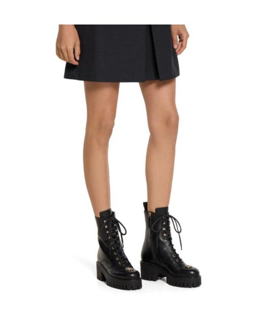 Gucci Black Gg Lace-Up Ankle Boots
