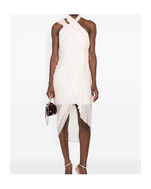 Balmain White Draped Asymmetric-Hem Mini Dress