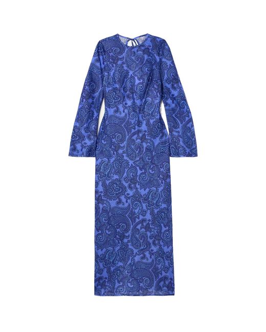 Zimmermann Blue Paisley Print Backless Dress