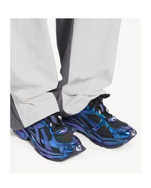 Balenciaga Blue Runner Iridescent Lace-Up Sneakers for men