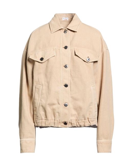 Brunello Cucinelli Natural Stylish Solid Color Denim Jacket