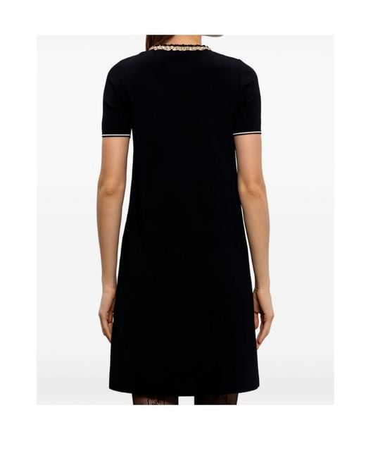 Valentino Black Embroidered Stretch Viscose Dress