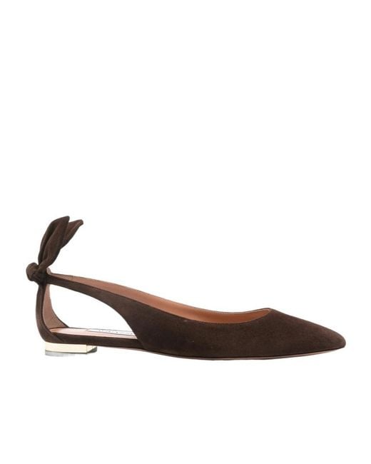 Aquazzura Brown Bow Slingback Ballet Flats