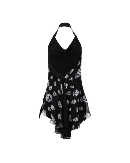 McQueen Black Offshoulder Asymmetrical Dress