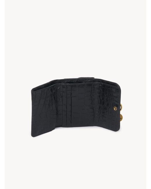 Chloé Black Chloé Alphabet Tri-Fold Small Wallet