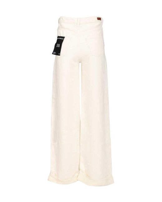 Emporio Armani White High-Rise Wide-Leg Jeans