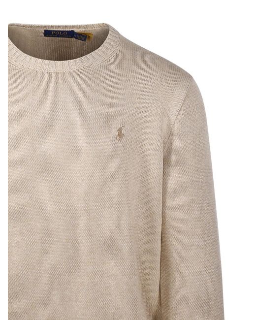 Polo Ralph Lauren White Logo Embroidered Crewneck Jumper for men