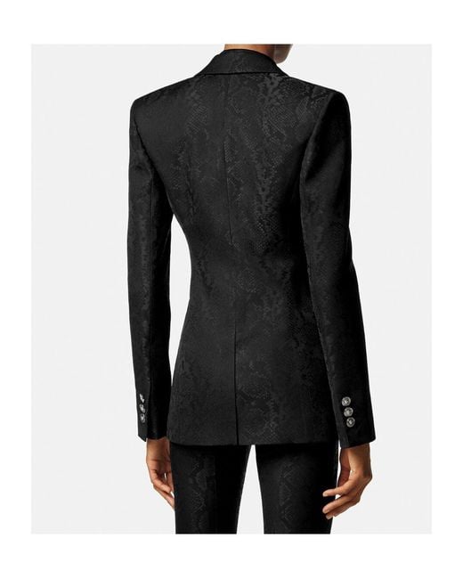 Versace Black Pattern-Jacquard Single-Breasted Blazer