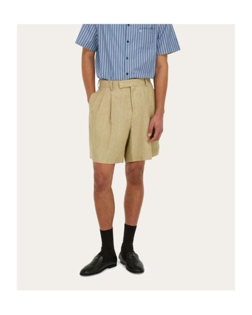 Ferragamo Natural Linen Bermuda Short for men